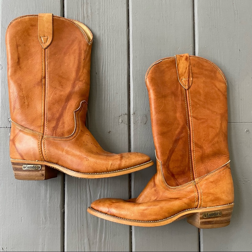 LAREDO Caramel Leather Cowboy Boots Size 9